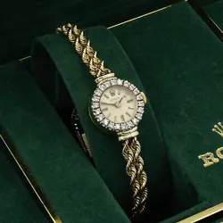 Vintage Rolex Ladies Gold Cocktail Watch 8418 Diamonds 17mm Full Set #W130536-1