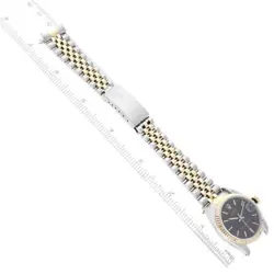 ROLEX DATEJUST MIDSIZE STEEL YELLOW GOLD BLACK DIAL LADIES WATCH 68273