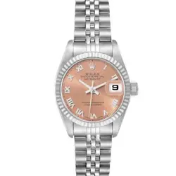 ROLEX DATEJUST STEEL WHITE GOLD SALMON DIAL LADIES WATCH 69174 BOX PAPERS