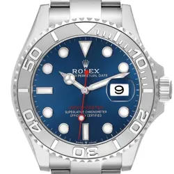 ROLEX YACHTMASTER STEEL PLATINUM BLUE DIAL MENS WATCH 126622 BOX CARD