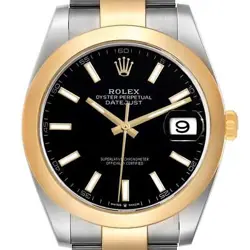 ROLEX DATEJUST 41 STEEL YELLOW GOLD BLACK DIAL MENS WATCH 126303 BOX CARD