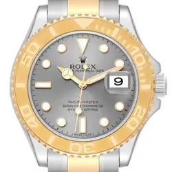 ROLEX YACHTMASTER STEEL YELLOW GOLD SLATE DIAL MENS WATCH 16623 BOX CARD