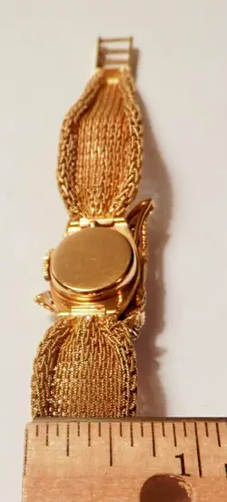 Rolex Precision 18K Yellow Gold Diamond Spray Woven Band Watch Bracelet 6.5"