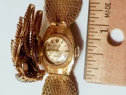 Rolex Precision 18K Yellow Gold Diamond Spray Woven Band Watch Bracelet 6.5"