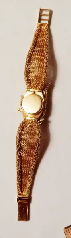 Rolex Precision 18K Yellow Gold Diamond Spray Woven Band Watch Bracelet 6.5"