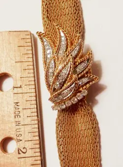 Rolex Precision 18K Yellow Gold Diamond Spray Woven Band Watch Bracelet 6.5"