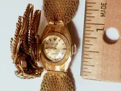 Rolex Precision 18K Yellow Gold Diamond Spray Woven Band Watch Bracelet 6.5"