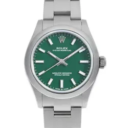 ROLEX OYSTER PERPETUAL 31 277200 GREEN WHITE BAR RANDOM NUMBER SECOND HAND WOMEN