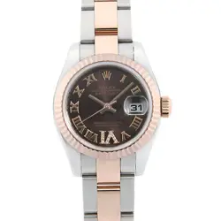 ROLEX DATEJUST VI DIAMOND 179171 CHOCOLATE BROWN ROMAN 3 ROW OYSTER BRACELET...
