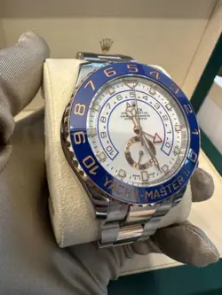 ROLEX YACHT-MASTER II 116681 STEEL EVEROSE GOLD MERCEDES HANDS WATCH