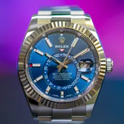 ROLEX SKY-DWELLER BLUE DIAL OYSTER WITH BOX & PAPERS