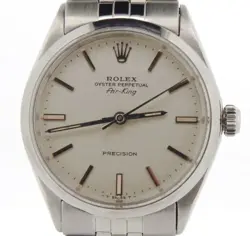 ROLEX AIR KING PRECISION MENS STAINLESS STEEL WATCH SILVER DIAL 5500