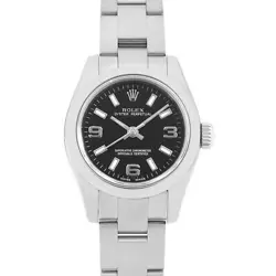 ROLEX OYSTER PERPETUAL 176200 BLACK 369 WHITE BAR V NUMBER SECOND HAND WOMEN