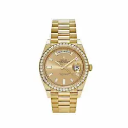 ROLEX DAY-DATE 228348RBR YELLOW GOLD DIAMOND BEZEL CHAMPAGNE DIAMOND DIAL