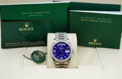 Rolex 128349RBR DAY DATE 36 WHITE GOLD LAPIS LAZULI DIAMOND ROMAN DIAL 2022