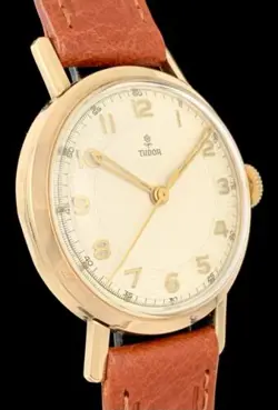 BEAUTIFUL Vintage 1950s ROLEX TUDOR Solid 9K ROSE GOLD Dress Watch WAFFLE Dial!!