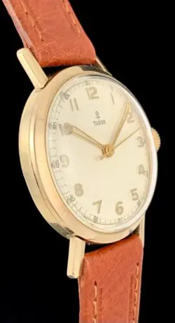 BEAUTIFUL Vintage 1950s ROLEX TUDOR Solid 9K ROSE GOLD Dress Watch WAFFLE Dial!!