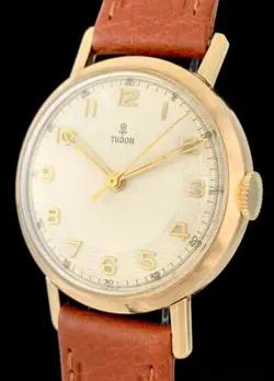 BEAUTIFUL Vintage 1950s ROLEX TUDOR Solid 9K ROSE GOLD Dress Watch WAFFLE Dial!!