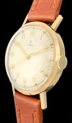 BEAUTIFUL Vintage 1950s ROLEX TUDOR Solid 9K ROSE GOLD Dress Watch WAFFLE Dial!!