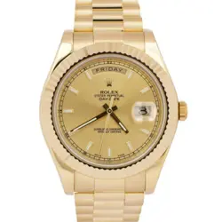 MINT ROLEX DAY-DATE II PRESIDENT 41MM CHAMPAGNE 18K YELLOW GOLD WATCH 218238 BOX
