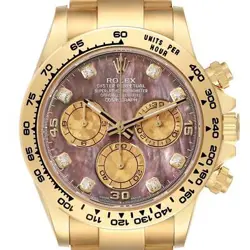 ROLEX DAYTONA YELLOW GOLD MOTHER OF PEARL DIAMOND MENS WATCH 116508 BOX CARD