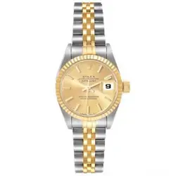 LADIES ROLEX 26MM DATE 18K GOLD / STEEL WATCH WITH CHAMPAGNE DIAL. (69173)