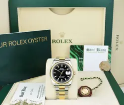 ROLEX 18KT GOLD & SS DATEJUST BLACK INDEX DIAL OYSTER BAND 116203 SANT BLANC