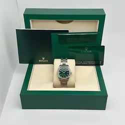 ROLEX OYSTER PERPETUAL 31MM STEEL GREEN DIAL AUTOMATIC LADIES WATCH 277200