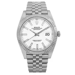 ROLEX DATEJUST 41 STEEL 18K WHITE GOLD STEEL WHITE DIAL AUTOMATIC WATCH 126334