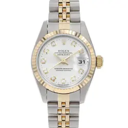 ROLEX DATEJUST 10P DIAMOND 69173G SILVER W NUMBER SECOND HAND WOMEN