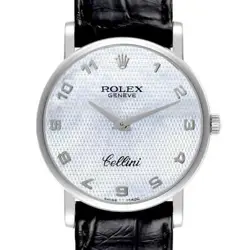 ROLEX CELLINI CLASSIC WHITE GOLD MOTHER OF PEARL DIAL MENS WATCH 5115 CARD