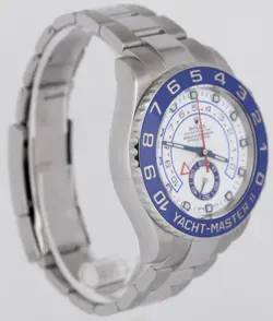 MINT PAPERS ROLEX YACHT-MASTER II 44MM WHITE STAINLESS BLUE WATCH 116680 BOX
