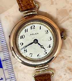 ROLEX GENUINE K14 ANTIQUE WATCH HAND-WOUND WOMEN WITH BOX JUNK ITEM