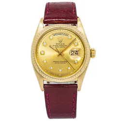 ROLEX DAY-DATE 1803 18K YG DIAMOND CHAMPAGNE DIAL AUTO UNISEX WATCH 36MM