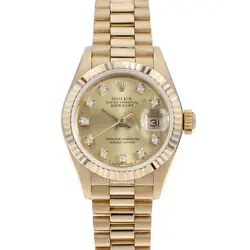 ROLEX DATEJUST 10P DIAMOND 69178G CHAMPAGNE GOLD R NUMBER SECOND HAND WOMEN