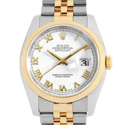 ROLEX DATEJUST 116233 WHITE ROMAN 5 ROW JUBILEE BRACELET D NUMBER SECOND HAN...