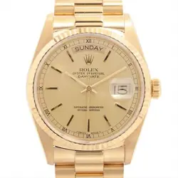 ROLEX DAY-DATE 18038 YG AT CHAMPAGNE-FACE