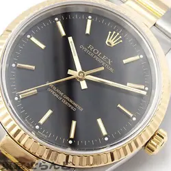 rolex Oyster Perpetual Black Dial 14233 YG watch men TO174886