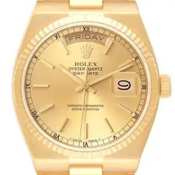 ROLEX OYSTERQUARTZ PRESIDENT DAY-DATE YELLOW GOLD MENS WATCH 19018