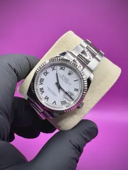 ROLEX DATEJUST 36 WHITE ROMAN NUMERAL DIAL 126234 STAINLESS OYSTER BOX   PAPERS