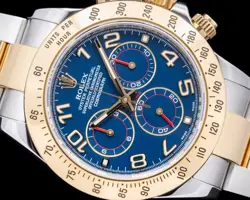 Rolex Daytona Blue Arabic "Racing" Dial 18K Yellow Gold / SS WITH BOX AND PAPERS