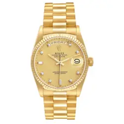 ROLEX PRESIDENT DAY-DATE YELLOW GOLD DIAMOND DIAL MENS WATCH 18038