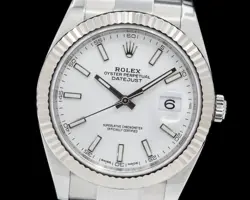 Rolex Datejust 41 Silver Stick Dial SS WITH BOX AND PAPERS