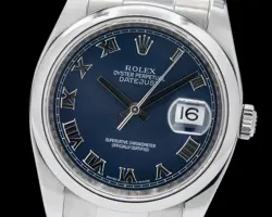 Rolex Datejust 36MM Blue Roman Dial SS WITH BOX AND PAPERS