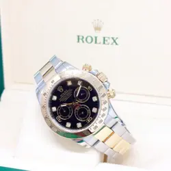 ROLEX 40MM BLACK DIAMONDS 2 TONE DAYTONA REF: 116523 (V SERIES)