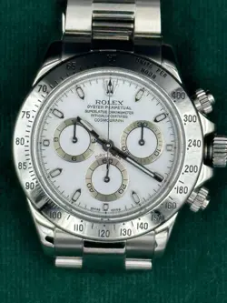 rolex daytona stainless steel 116520 white dial excellent cond papers tags boxes