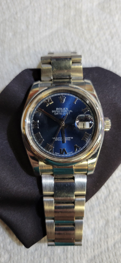 ROLEX OYSTER PERPETUAL DATEJUST BLUE DIAL 36MM ~