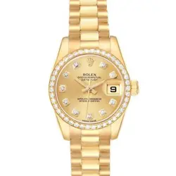 ROLEX PRESIDENT DATEJUST YELLOW GOLD DIAMOND LADIES WATCH 179138 BOX CARD