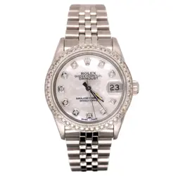 ROLEX MIDSIZE 31MM DATEJUST 1.75CT DIAMONDS WHITE MOP DIAL STEEL JUBILEE WATCH