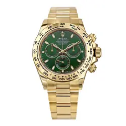 ROLEX DAYTONA WATCH 40MM GREEN INDEX HOUR MARKERS DIAL YELLOW GOLD 116508
